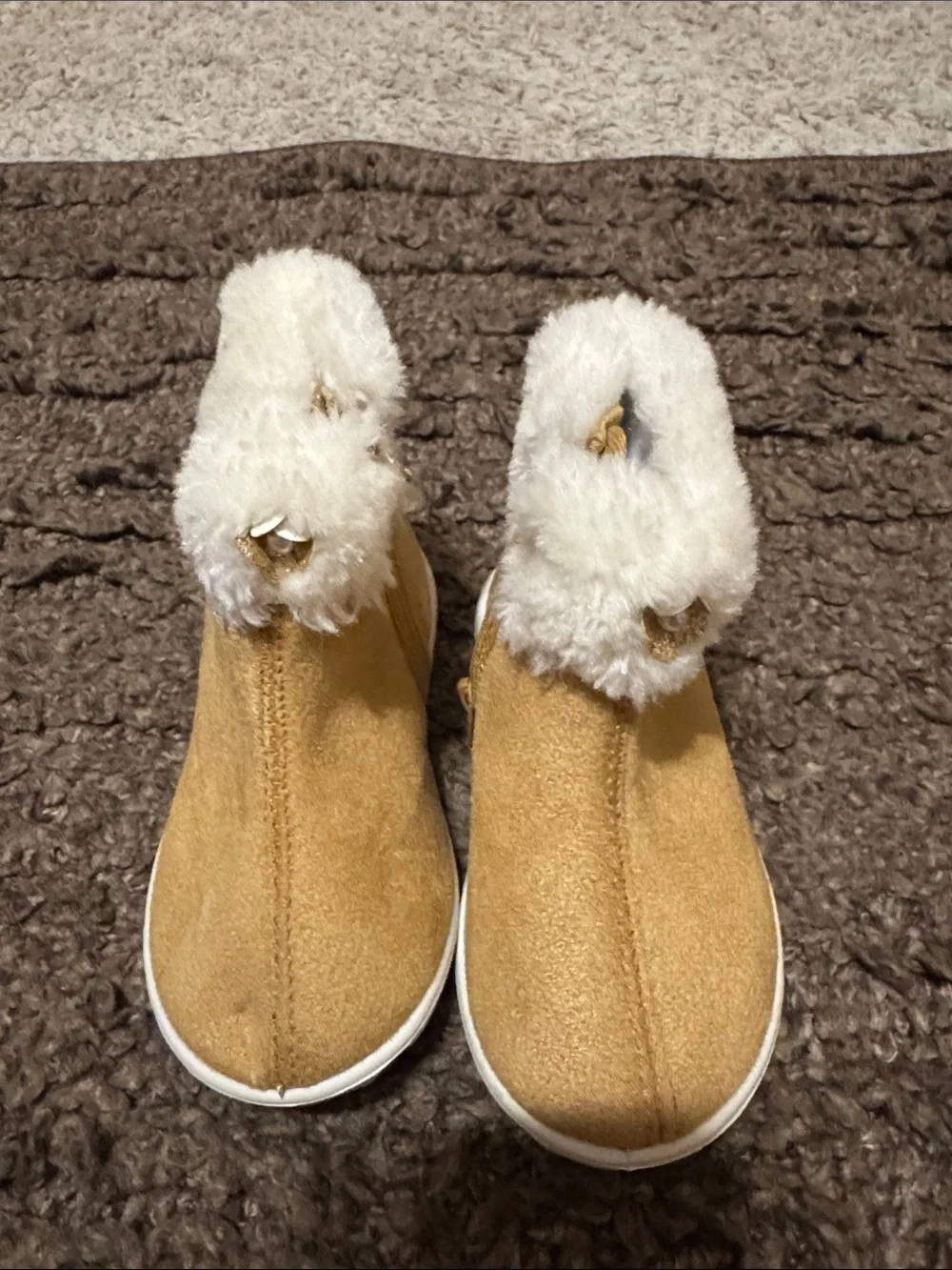 Kids Cozy Faux-Shearling Slip-On Booties in Tan